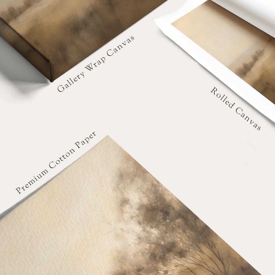 Neutral Sepia Landscape Art Print, Modern Cottage Style - Image 5