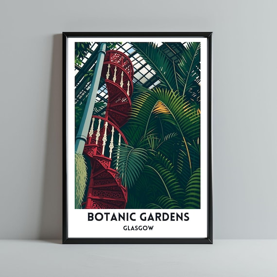 Glasgow Botanic Gardens Iron Stair Poster Art Print Scottish City Travel Cityscape Unframed Wall Home Decor Gift