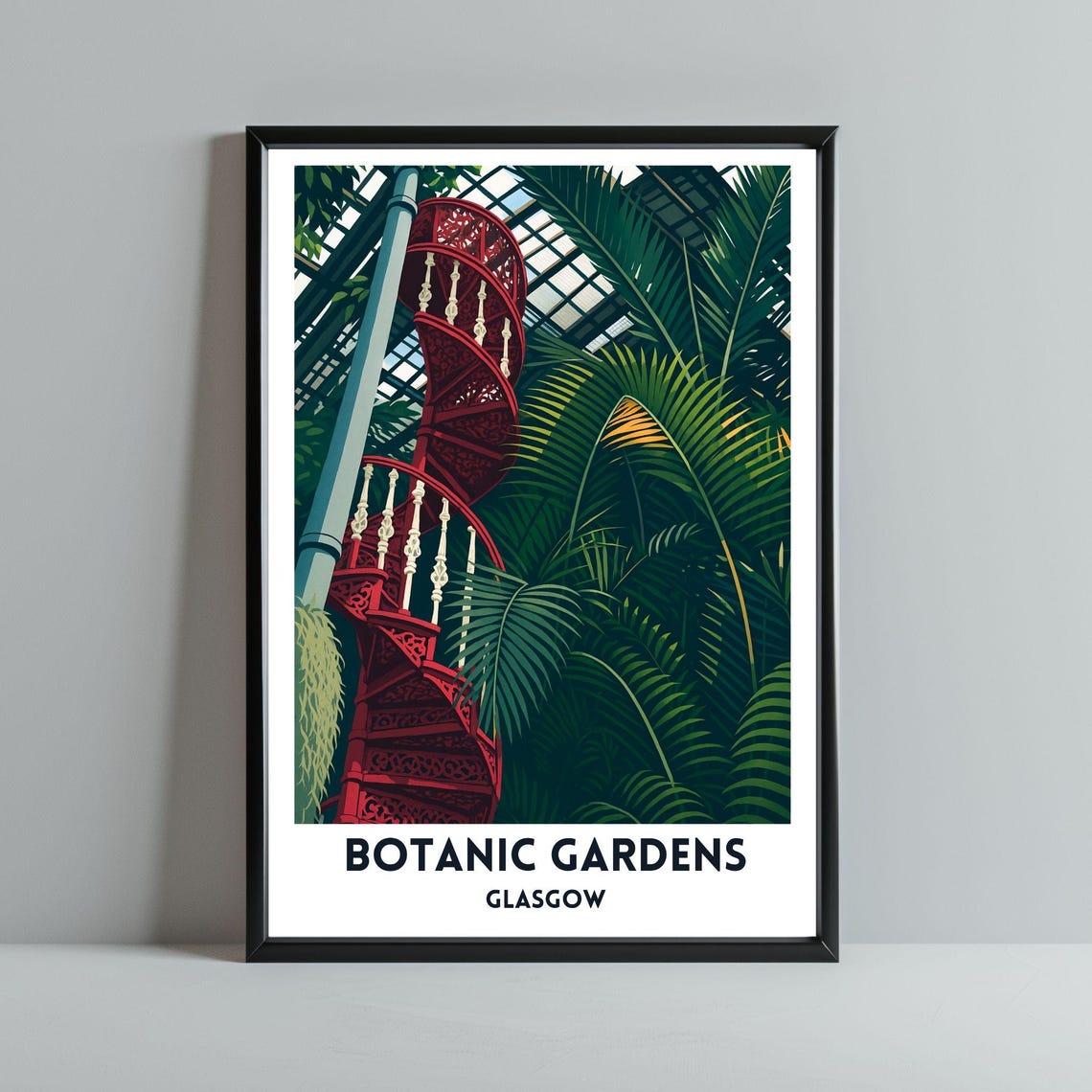 Glasgow Botanic Gardens Red Spiral Staircase Palm House Poster