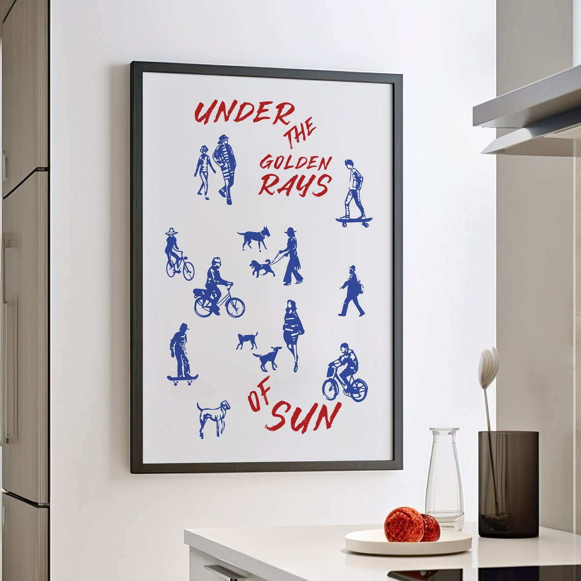 Under The Golden Rays Of Sun Retro Outdoor Activities Poster