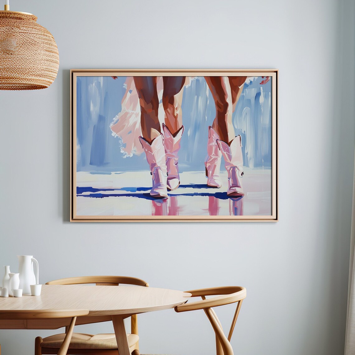 Pink Cowboy Boots On Beach Coastal Cowgirl Preppy Art Poster