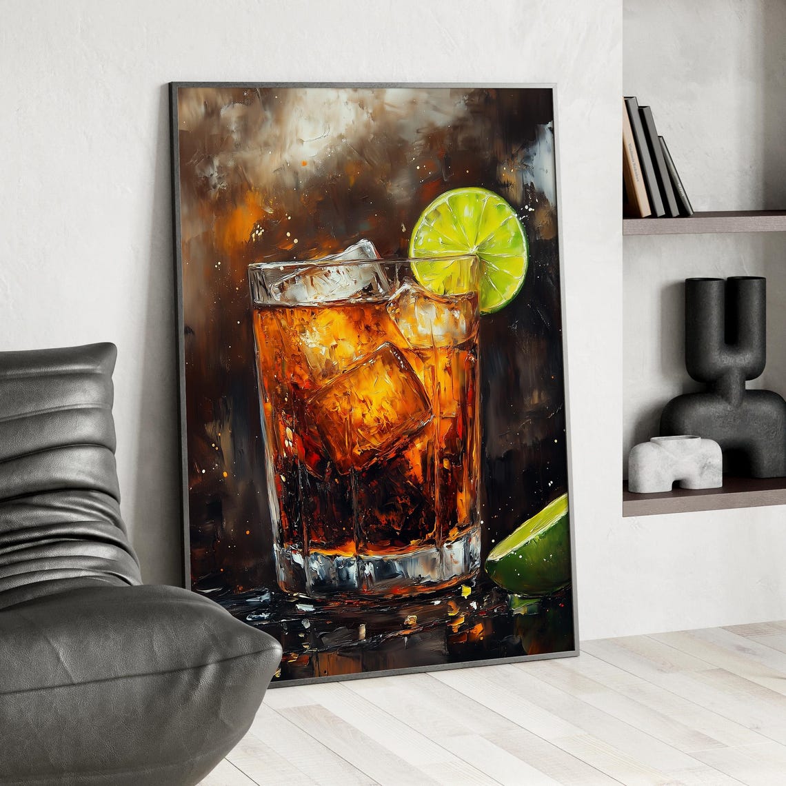 Dark And Stormy Cocktail Oil Painting Vintage Kitchen Bar Poster