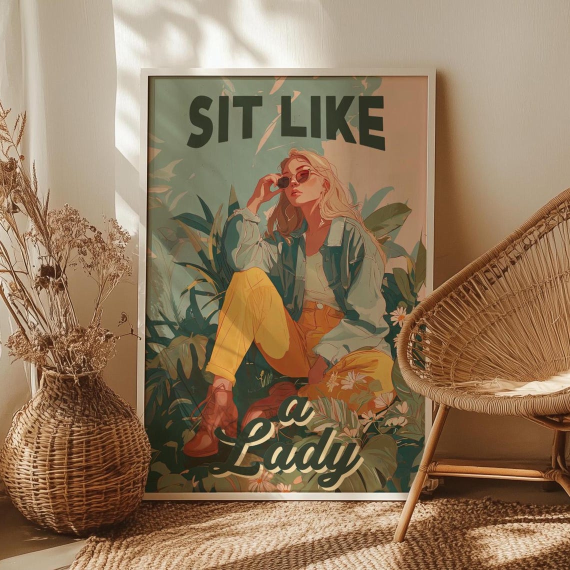 Sit Like A Lady Retro Boho Feminist Quote Empowerment Poster