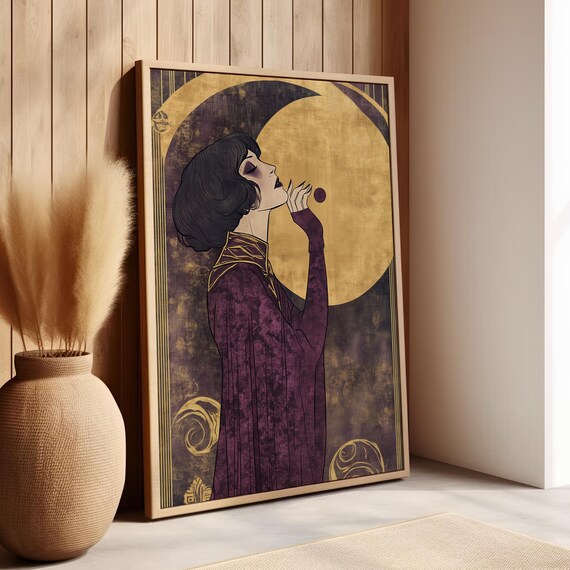 Witch Conjuring Spirits Vintage Occult Halloween Decor Poster Or Canvas Print Medium Illustration Retro Mystique Witchcraft Art