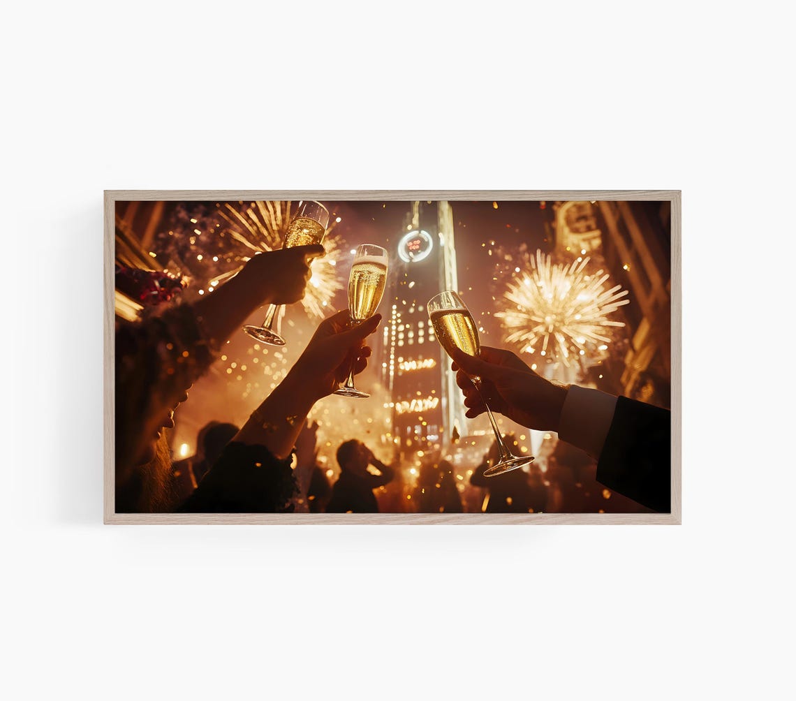 Champagne Toast New Years Eve Fireworks Night Celebration Poster