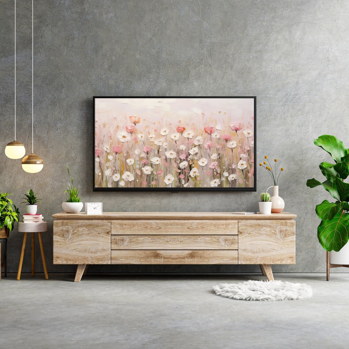 Spring Wildflower TV Art, Pink Floral Wall Art Print - Image 3