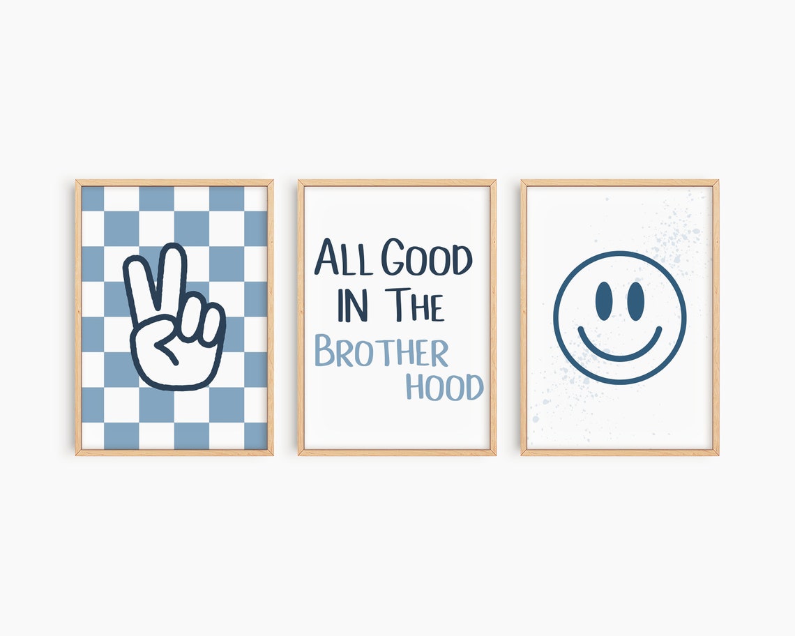 All Good In The Brotherhood Wall Art Boys Room Wall Art Set Kids Wall Art Boys Bedroom Decor Playroom Wall Art Decor Brothers Wall Art