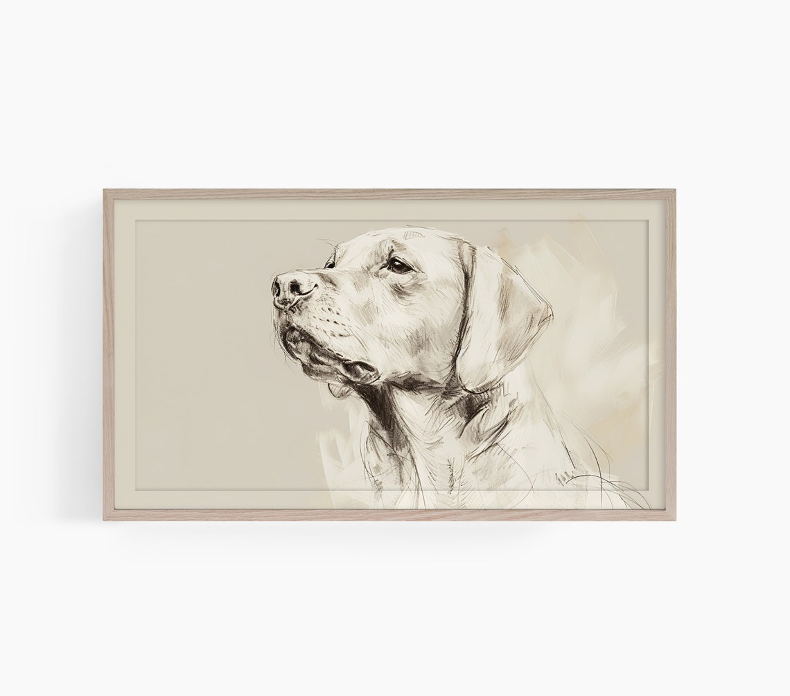 Labrador Retriever Sketch Portrait Neutral Tones Dog Art Poster