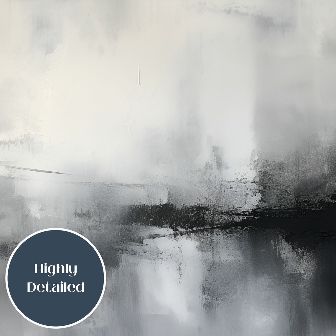 Abstract Black Gray Misty Horizon Modern Minimalist Art Poster - Image 3