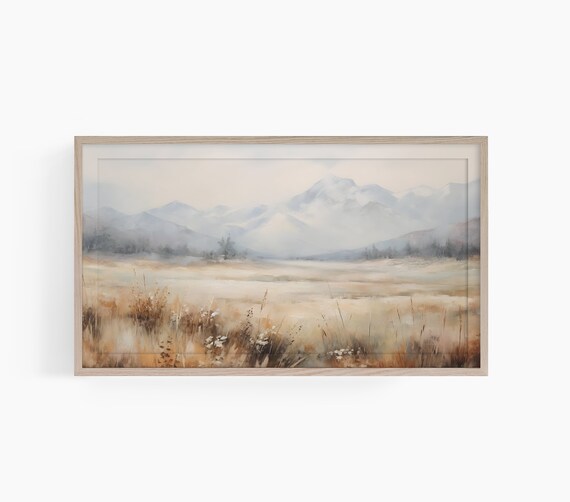 Spring Mountain Valley Golden Wheat Field Landscape Wall Art