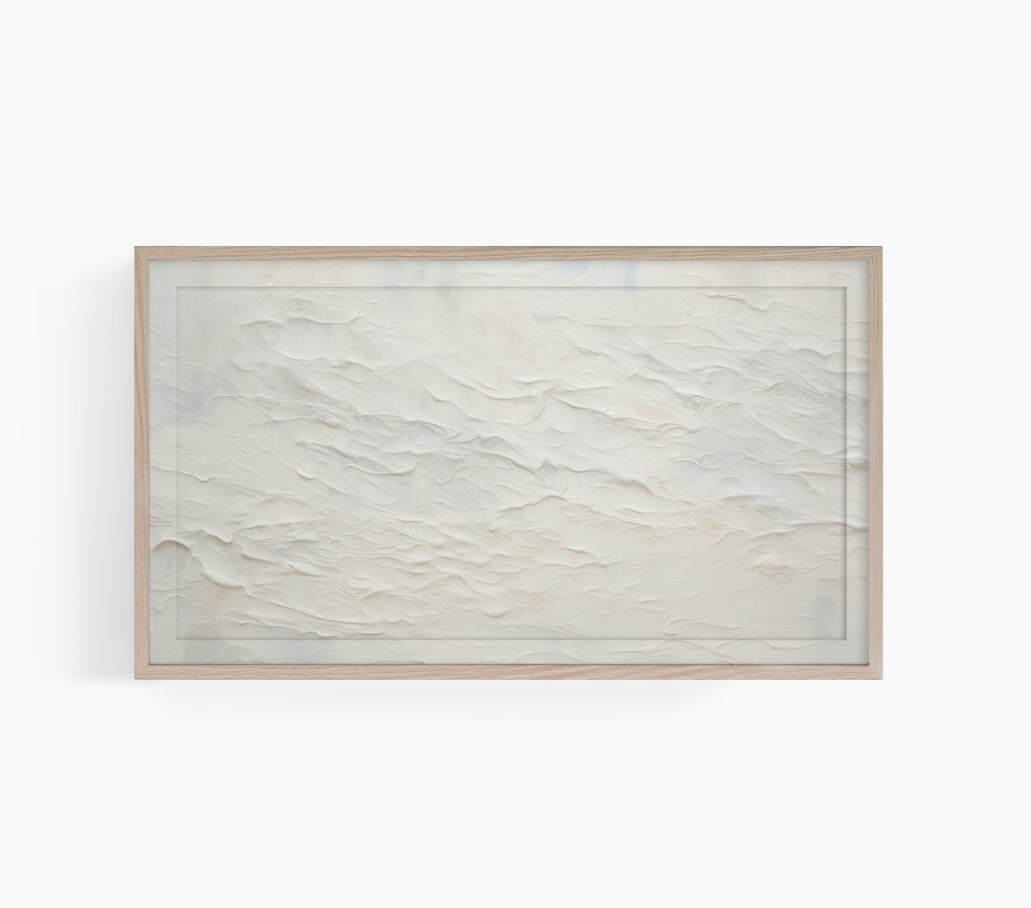 Ivory White Textured Abstract Ocean Wave Style Painting Poster