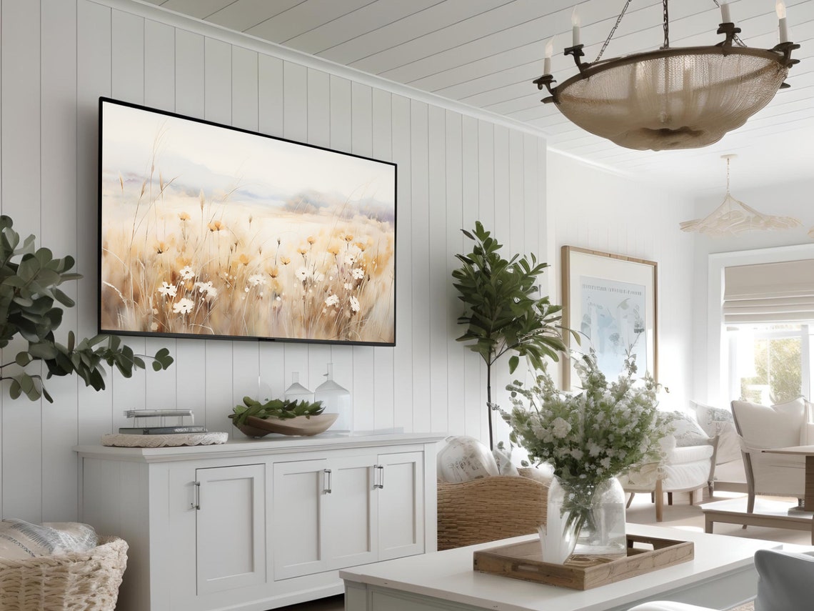 Wildflower Frame Tv Art Field Of Flowers Tv Art Neutral Flowers Frame Tv Country Wildflowers Tv Art Wild Flower Painting Frame Tv T603 - Image 3