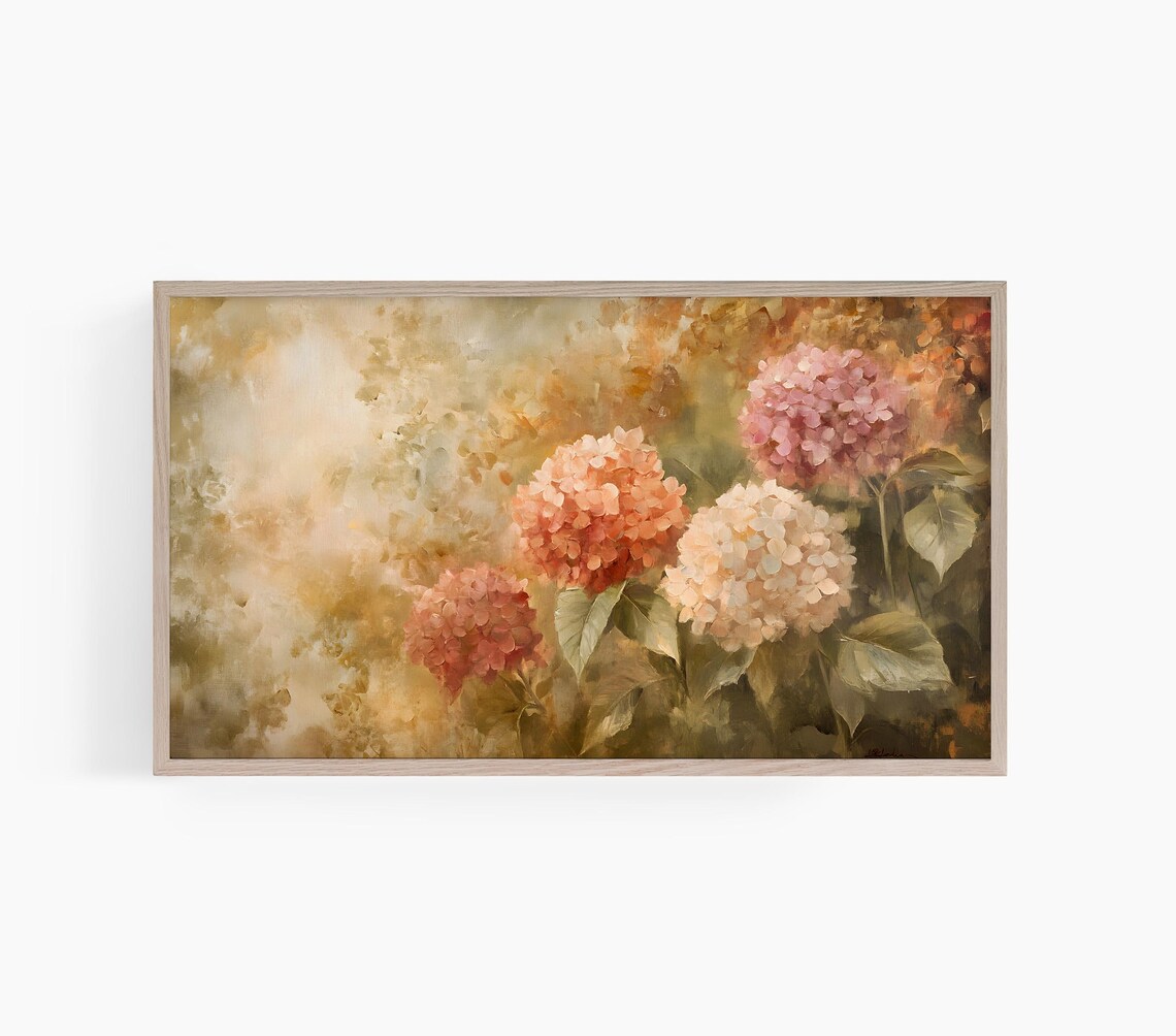 Fall Flowers Art Print, Autumn Hydrangea Botanical