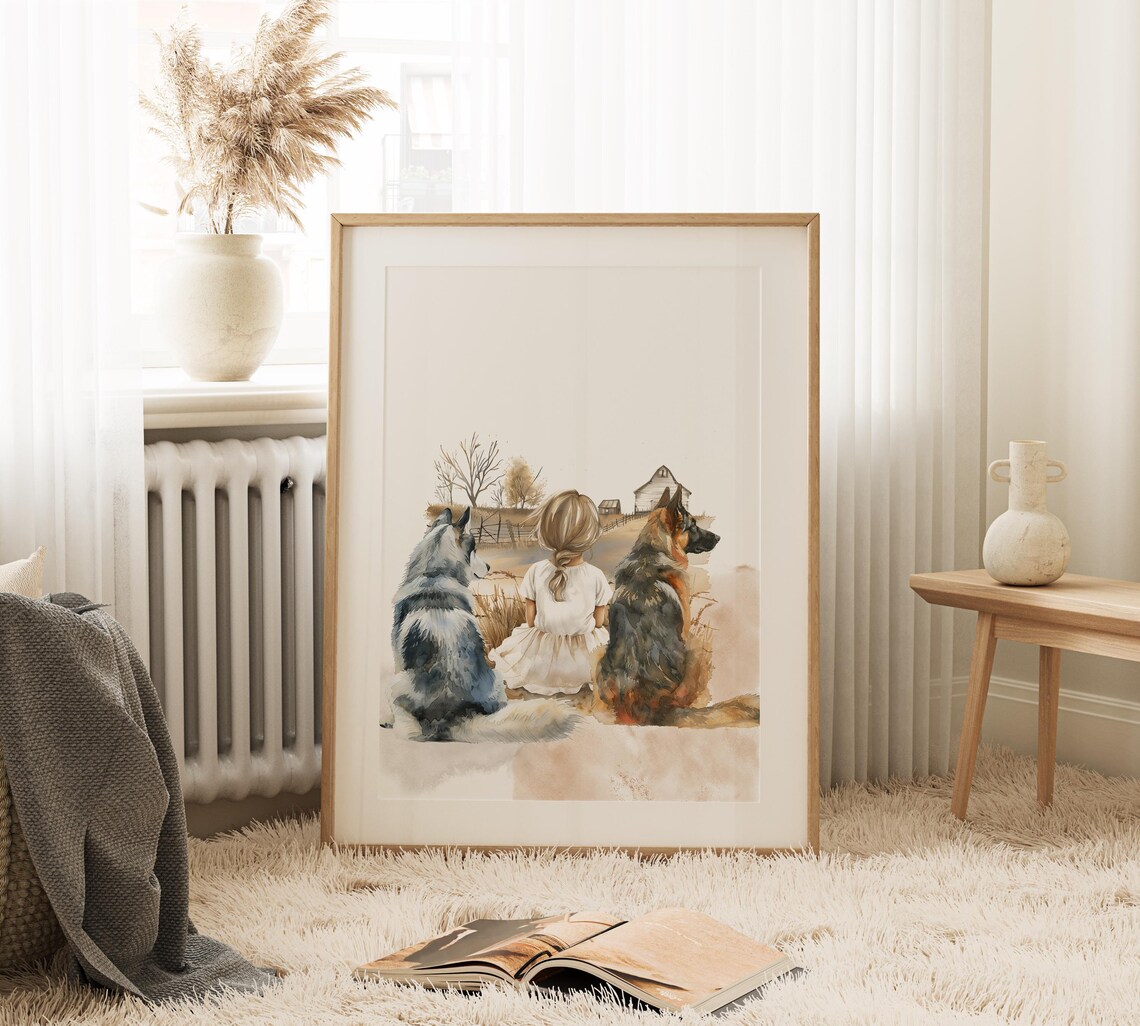 Little Farm Girl Nursery Decor, Dog Wall Art Print - Image 3