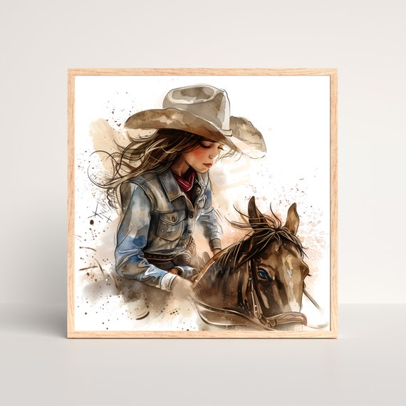 Playroom Cowgirl Wall Art Cowgirl Nursery Print Teen Girl Room Art Girls Room Gift Western Girls Decor Country Girl Wall Art