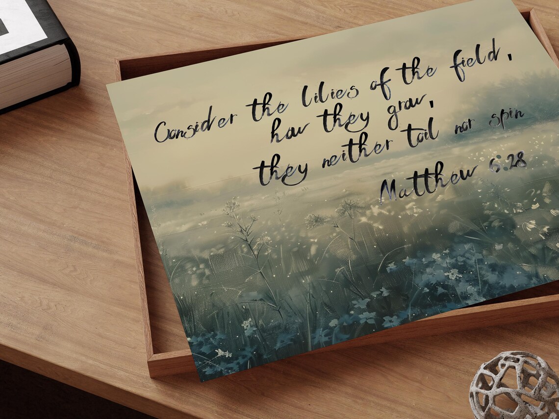 Consider The Lillies, Vintage Botanical Scripture Art - Image 2
