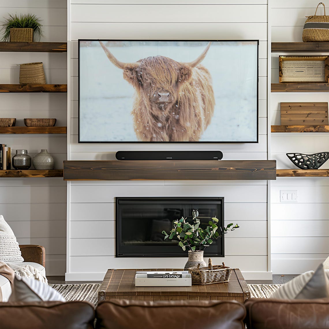 Frame Tv Art Winter Highland Cow Tv Art Highland Cow Frame Tv Art Snowy Winter Tv Art Seasonal Frame Tv Winter Cow T777 - Image 3