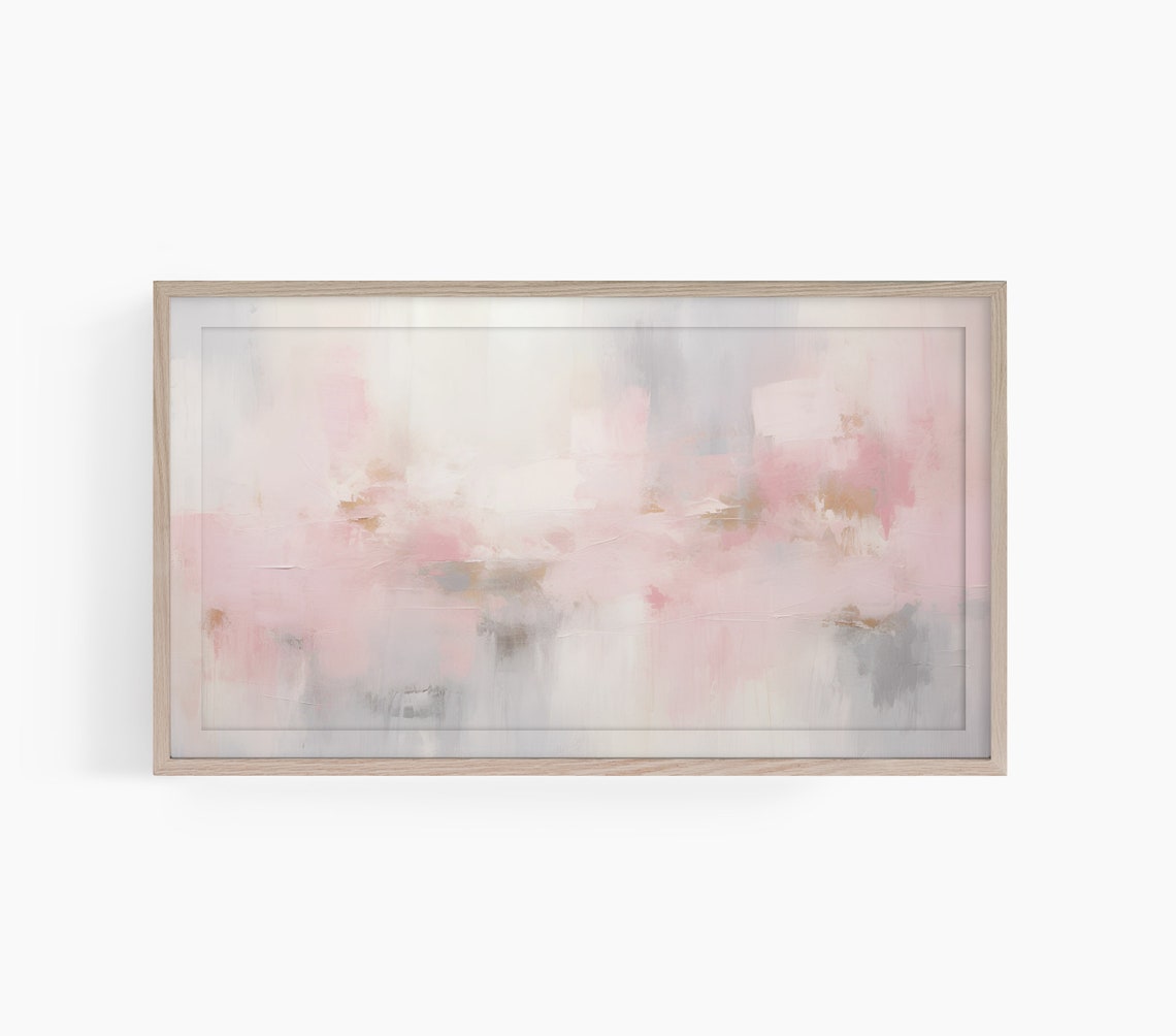 Soft Pink White Gray Abstract Watercolor Wash Modern Art Poster