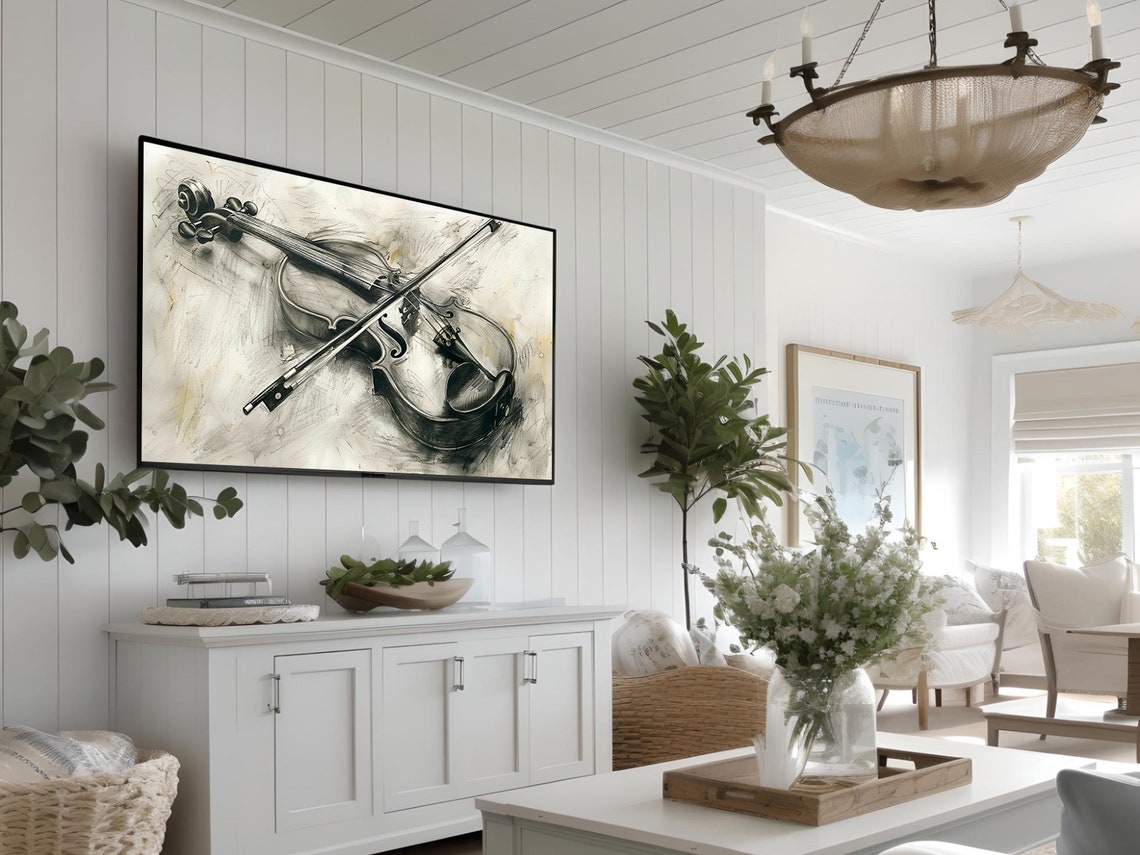 Violin Charcoal Sketch Musical Instrument Vintage Drawing Poster - Image 3