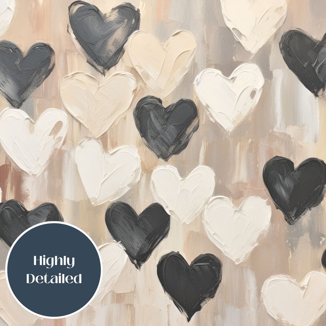 Black Tan Hearts Valentine's Day Art Print - Image 3