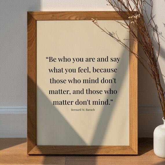 Be Who You Are Quote Print Bernard Baruch Minimalist Typography