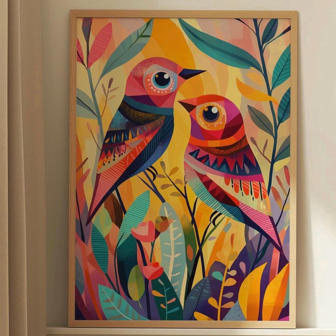 Vibrant Geometric Bird Art Instant For Boho Decor Abstract Bird Art Colorful Wall Decor Boho Bird Print - Image 3
