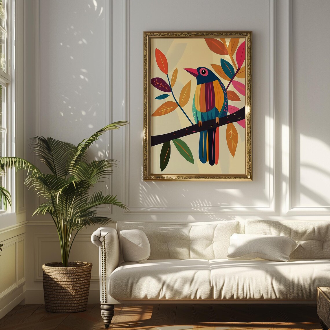 Colorful Abstract Bird, Modern Boho Geometric Art - Image 2