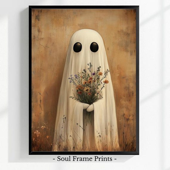Whimsical Wall Art Halloween Autumn Botanical Print Spooky Cute Rustic Fall Home Decor Artwork Illustration 547