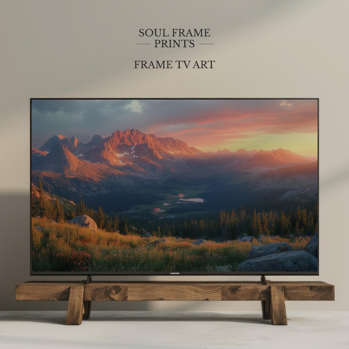 Rocky Mountain Sunrise Meadow Pines Golden Valley Frame TV Art Poster