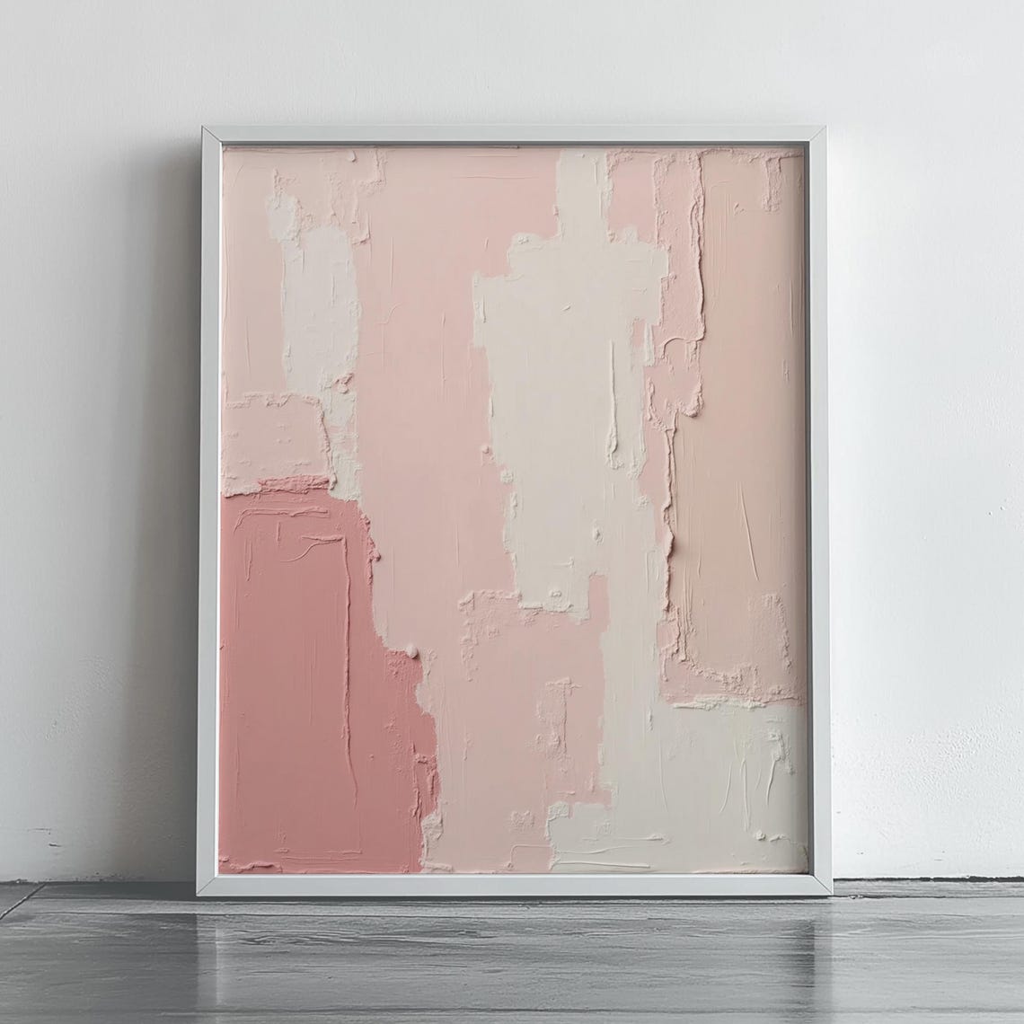Blush Pink Cream Block Abstract Textured Minimalist Painting Poster