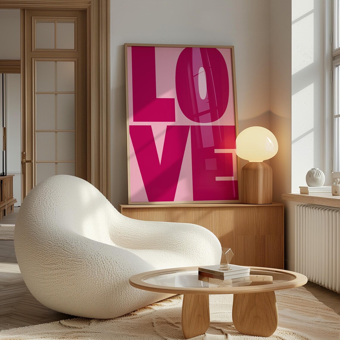 Giant Magenta LOVE Letters Maximalist 70s Retro Style Wall Poster - Image 3