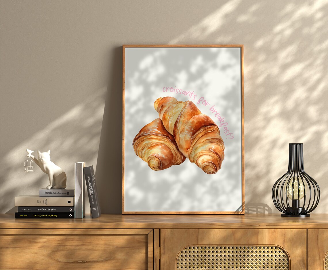 Croissants for Breakfast Watercolor Golden French Bakery Food Poster - Image 3