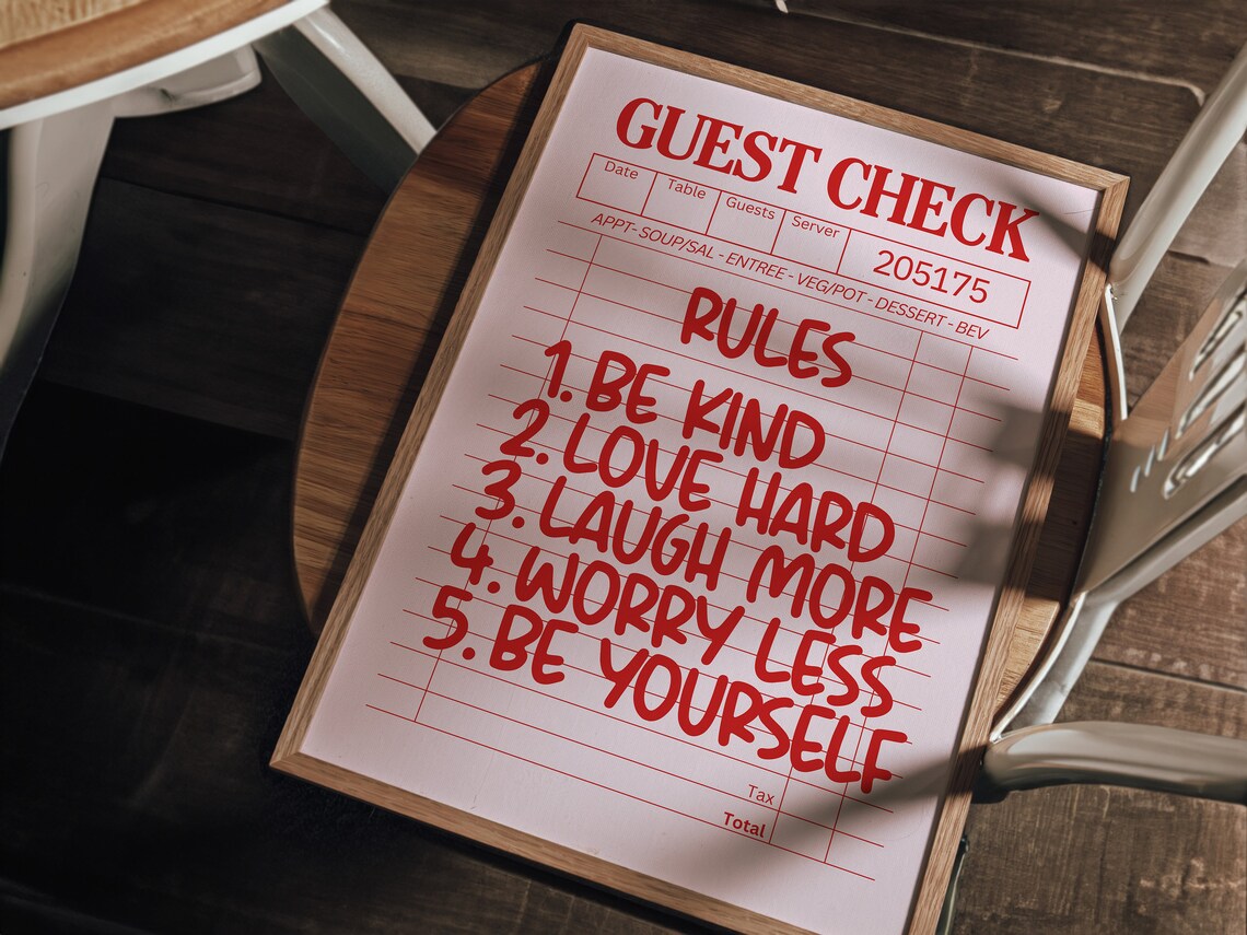 Guest Check House Rules Poster Print, Preppy Aesthetic - Image 4