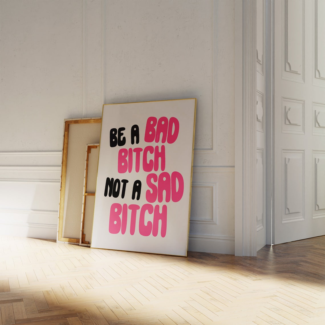 Be a Bad Bitch Not a Sad Bitch Bubble Letters Pink Confidence Poster - Image 3