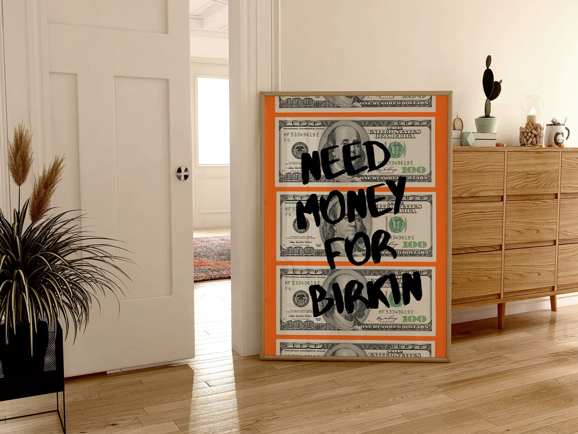 Orange Graffiti Money Poster, Preppy Urban Decor - Image 3