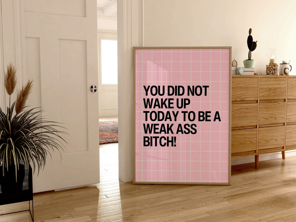 Bold Sassy Pink Grid Typography Motivational Quote Wall Poster - Image 4