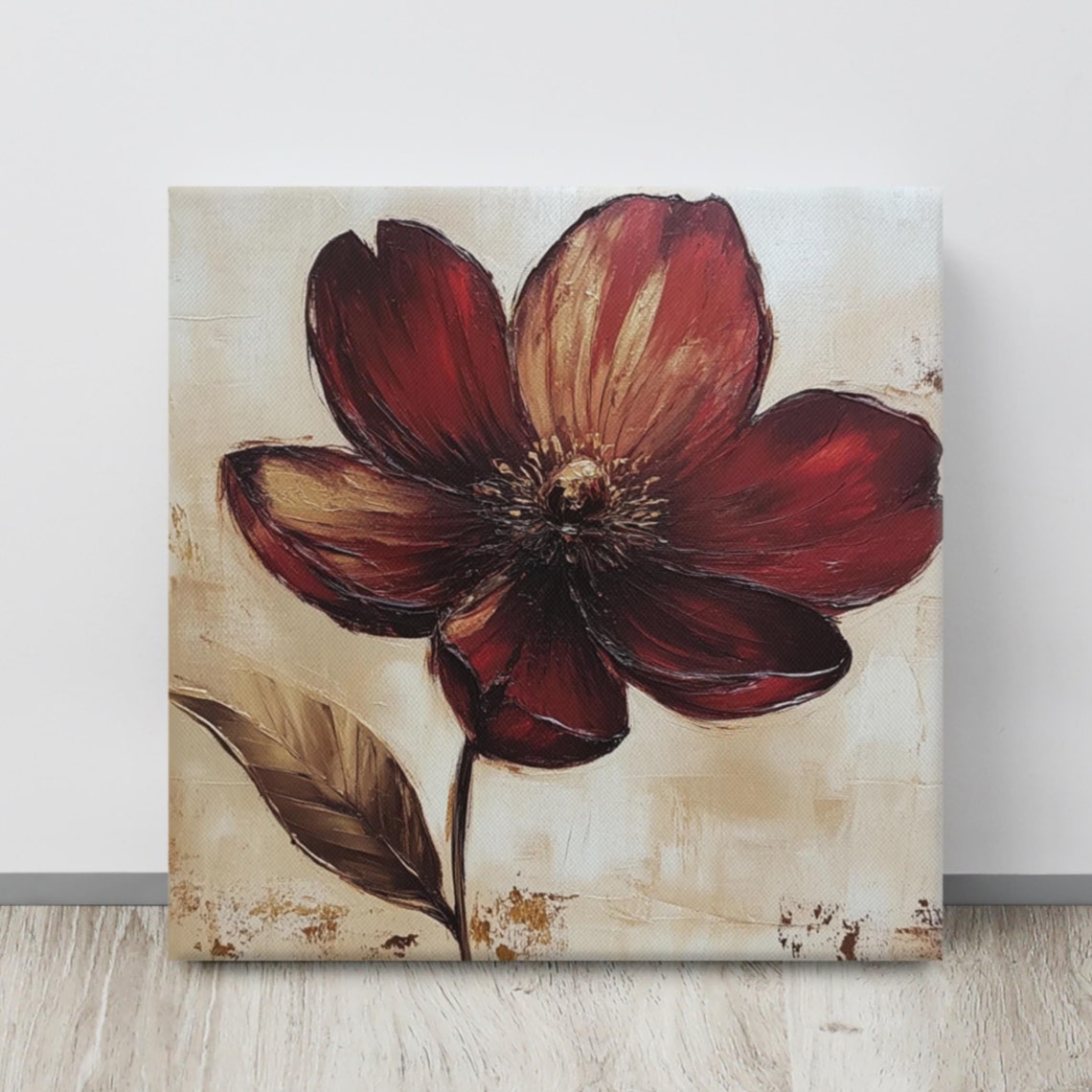 Chocolate Cosmos Burgundy Bloom Vintage Botanical Painting Poster