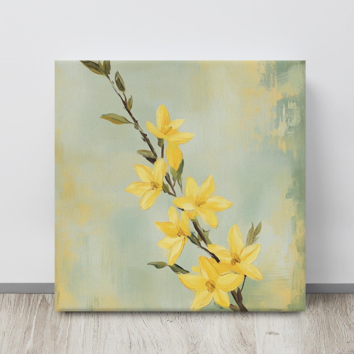 Yellow Forsythia Blossom Branch Spring Flower Watercolor Print
