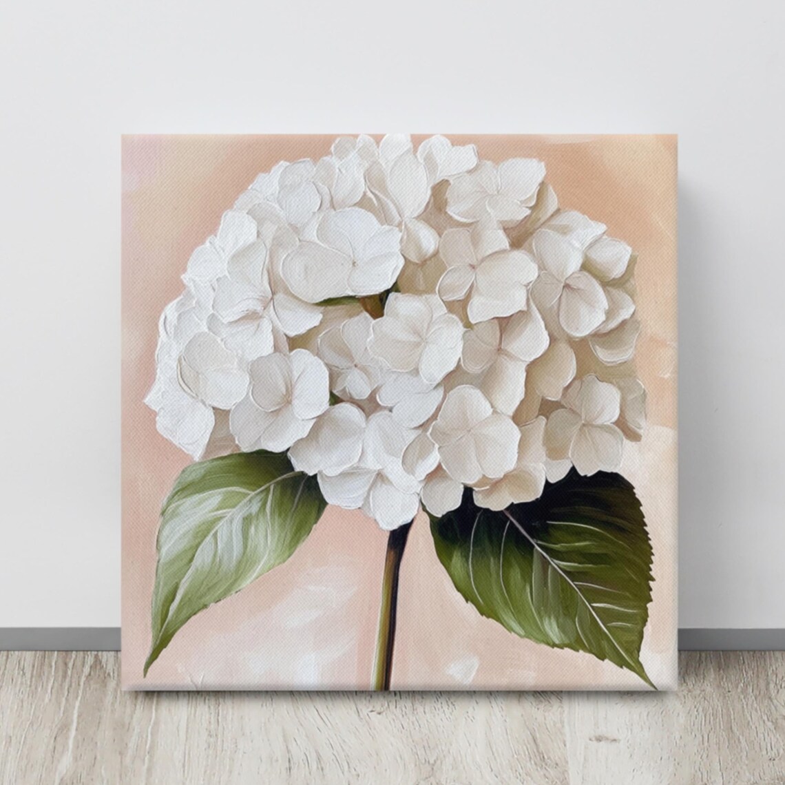 White Hydrangea Full Flower Head Blush Botanical Floral Art Poster