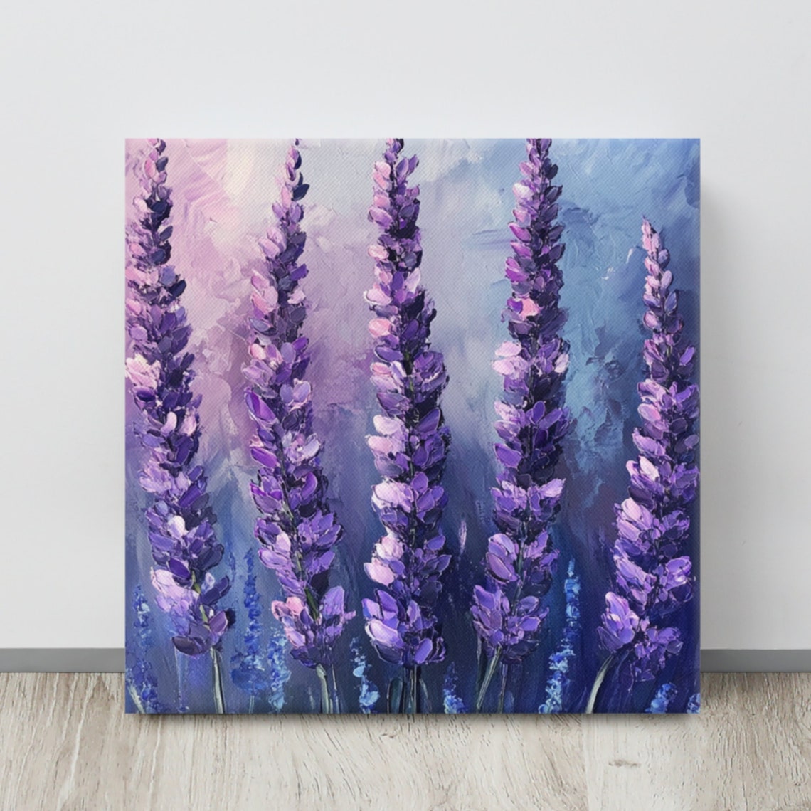 Tall Purple Lavender Flower Spikes Impasto Painting Print Poster
