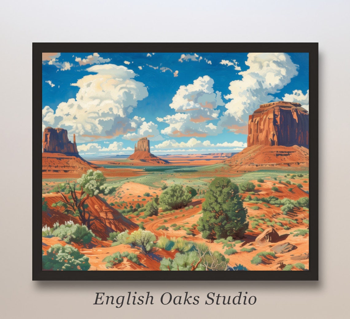 Red Rock Desert Buttes Painting Arizona Southwest Landscape Poster
