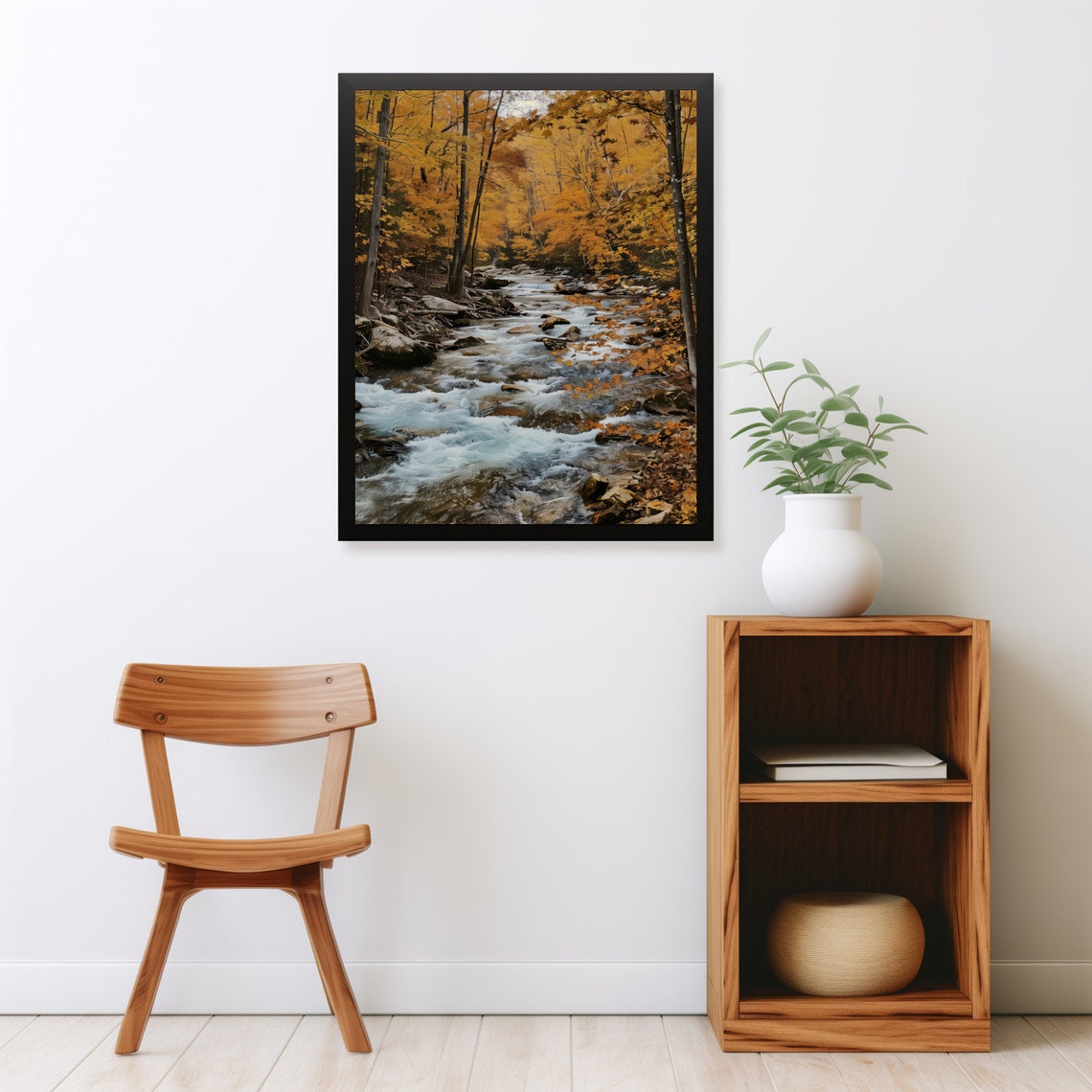 Golden Autumn Forest With Rushing Stream Through Fall Foliage Poster - Image 2