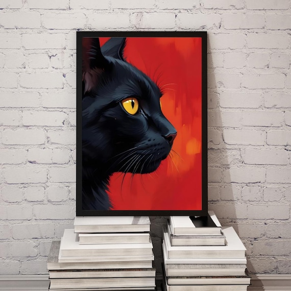 Black Cat Art, Cat Lovers Gift