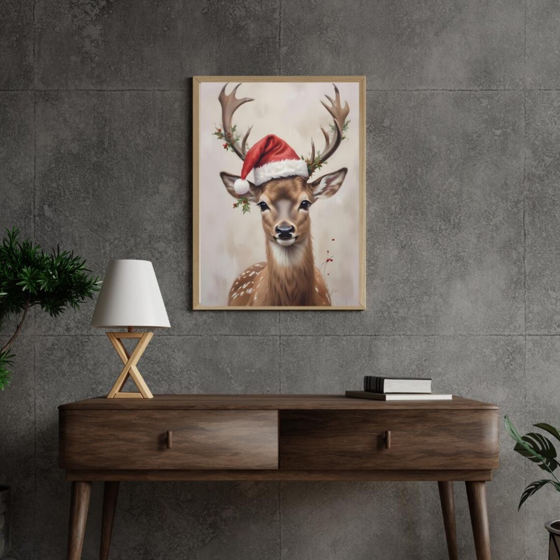 Rustic Reindeer Christmas Art Print, Gift - Image 2