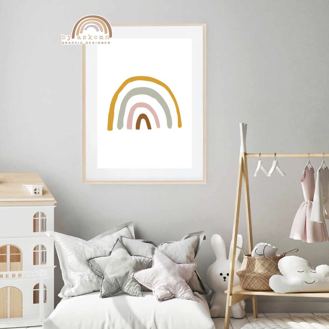 Rainbow Wall Decor Print Baby Room Poster Nursery Print Art Boho Rainbow Instant Neutral Rainbow Wall Decor Print - Image 6