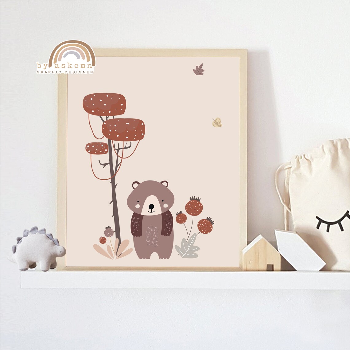 Sweet Baby Bear Nursery Woodland Berry Tree Kids Room Poster - Image 3
