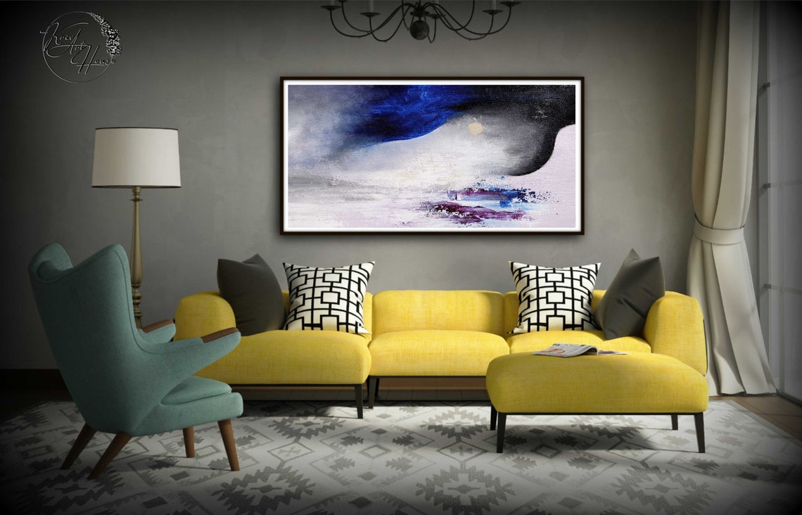 Midnight Blue White Mist Abstract Moody Palette Art Wall Poster - Image 4
