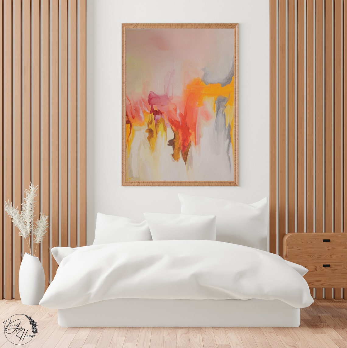 Peach Orange Yellow Soft Sunset Abstract Horizontal Wall Poster - Image 2