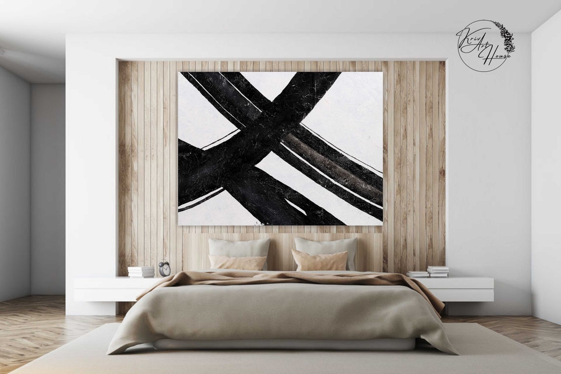 Black White Minimalist Brush Strokes Abstract Art Modern Wall Poster - Image 2
