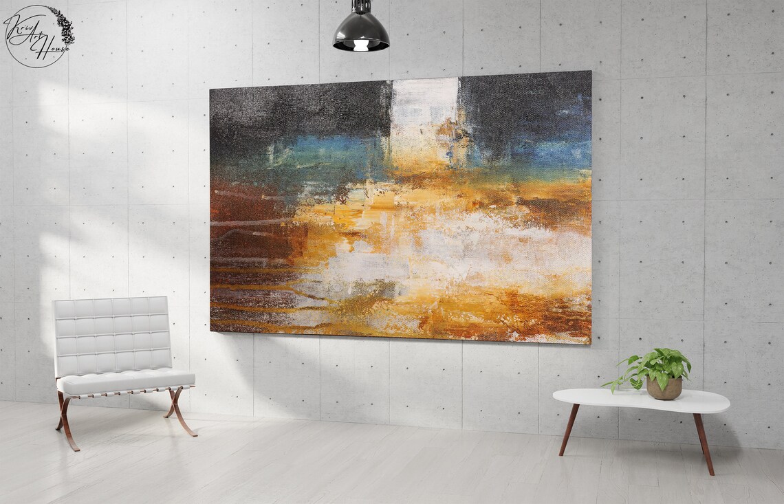 Orange and Black Abstract Art Print, Oversized - Image 2